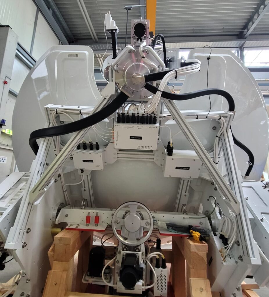 MG Marine assembling an Intellian VSAT v240m antenna.